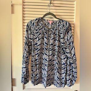 Lilly Pulitzer Willa top in mermaid tales, Large, EUC